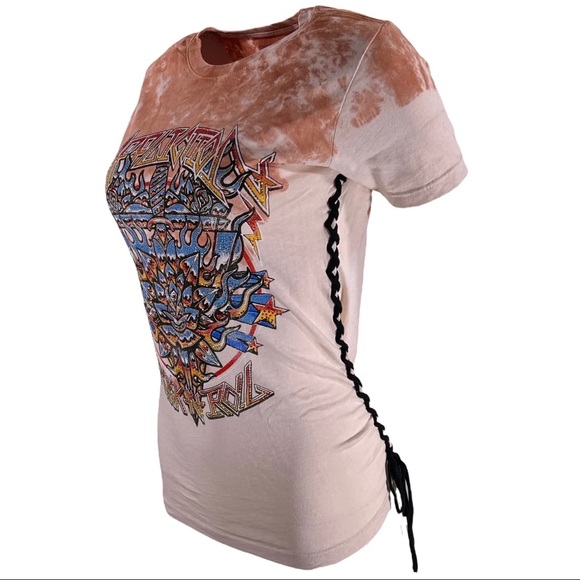 Affliction Women's T-Shirt Firerthorn Rock Biker Tattoo - Picture 3 of 8